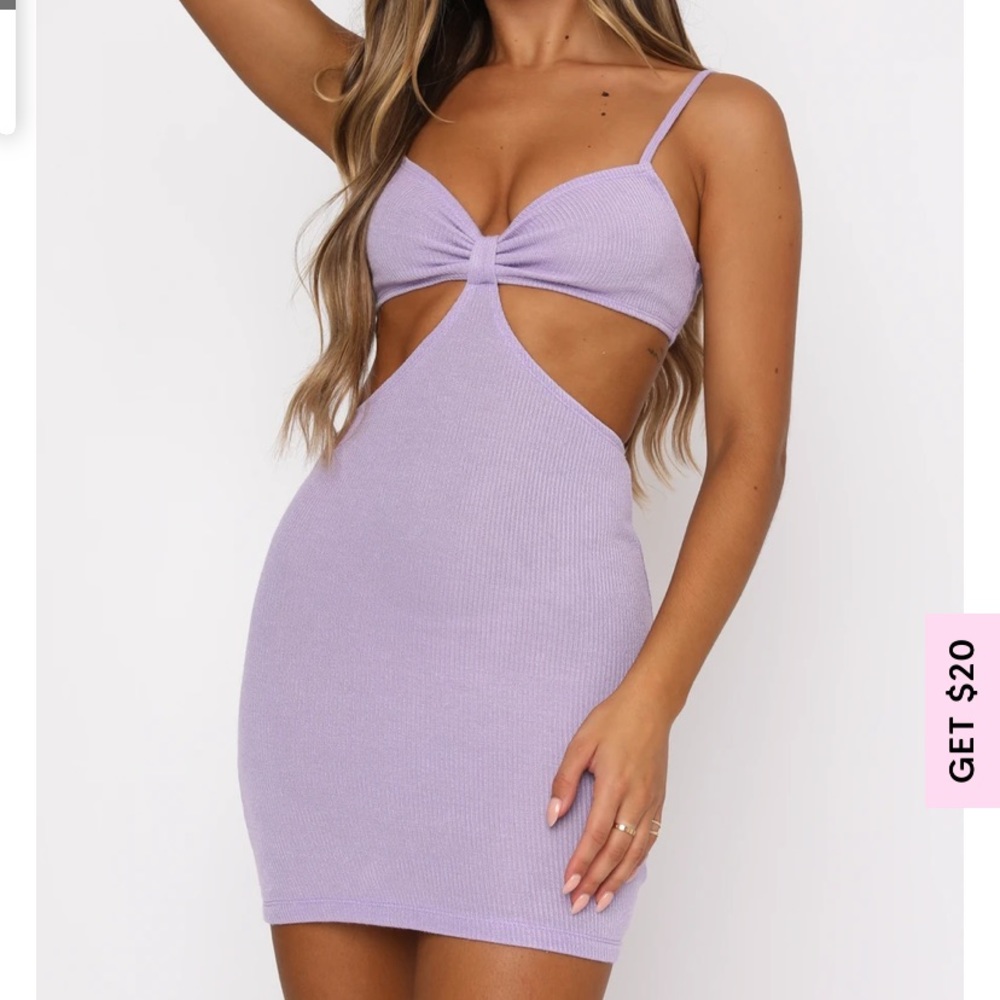 White Fox Cutout Dress in Lilac size M